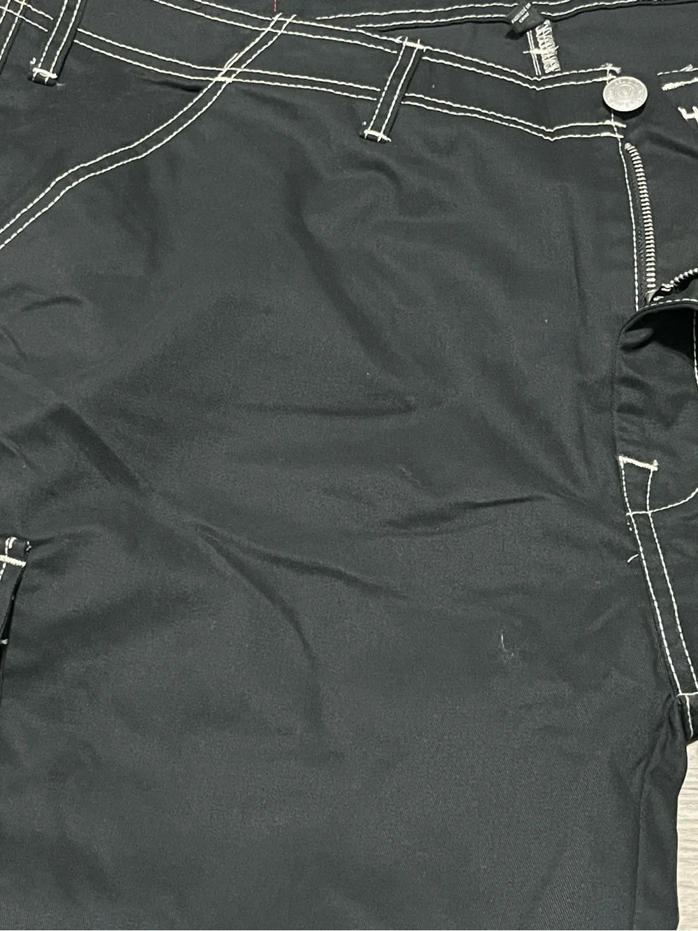 True Religion Cargo Pants Mens Size 44 Jet Black Outline Pocket Logo New $169